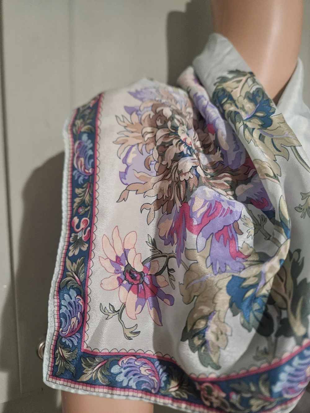 Vintage Liz Claiborne 100% Silk Floral Garden Square Scarf Made in Japan